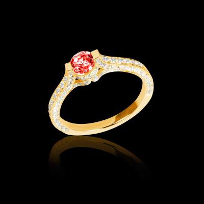 Ruby Ring - Yellow Gold - Pave Diamonds - Mont Olympus